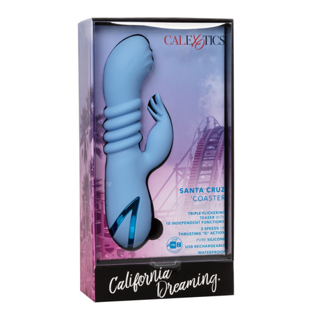 Vibrator din silicon Santa Cruz Coaster, 10 functii de vibratie, Albastru, California Dream 663155
