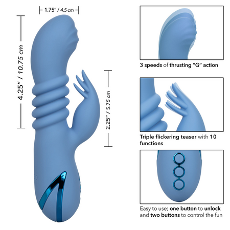 Vibrator din silicon Santa Cruz Coaster, 10 functii de vibratie, Albastru, California Dream 663152