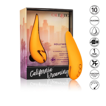 Vibrator din silicon Hollywood Hottie, 10 functii de vibratie, Galben, California Dream 663162