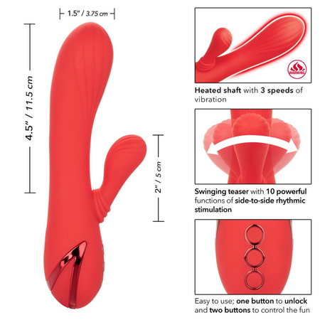 Vibrator din silicon Palisades Passion, 10 functii de vibratie, Rosu, California Dream 663173