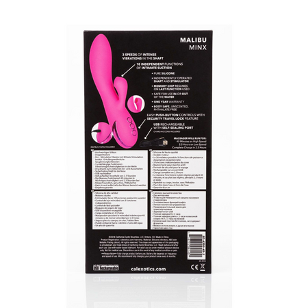 Vibrator din silicon Malibu Minx, 10 functii de vibratie, Roz, California Dream 663181