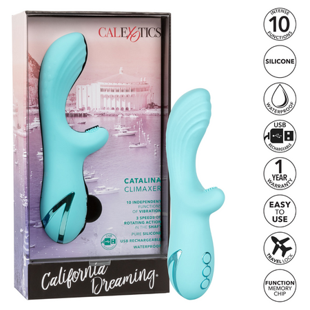 Vibrator din silicon Catalina Climaxer, 10 functii de vibratie, Bleu, California Dream 663196