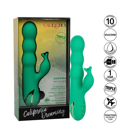 Vibrator din silicon Sonoma, 10 functii de vibratie, Verde, California Dream 663201