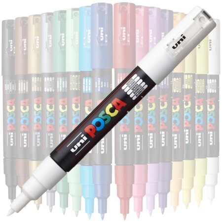 Marker pe baza de apa PC-1M Uni, 0.7 MM, Alb, Posca 663438
