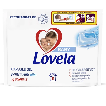 Detergent capsule pentru rufe albe si colorate, 11 bucati, Lovela Baby