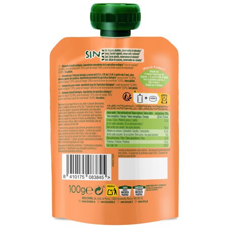 Gustare Bio cu Mar, Piersica si Mango, +4 luni, 100 g, Hero Solo 663241
