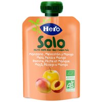 Gustare Bio cu Mar, Piersica si Mango, +4 luni, 100 g, Hero Solo