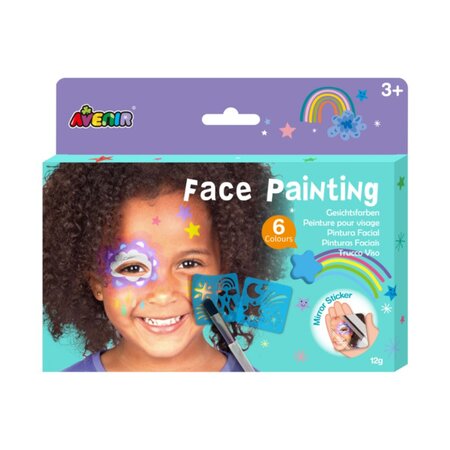 Trusa Make Up pentru pictura pe fata cu sabloane Curcubeu si Stele, Avenir