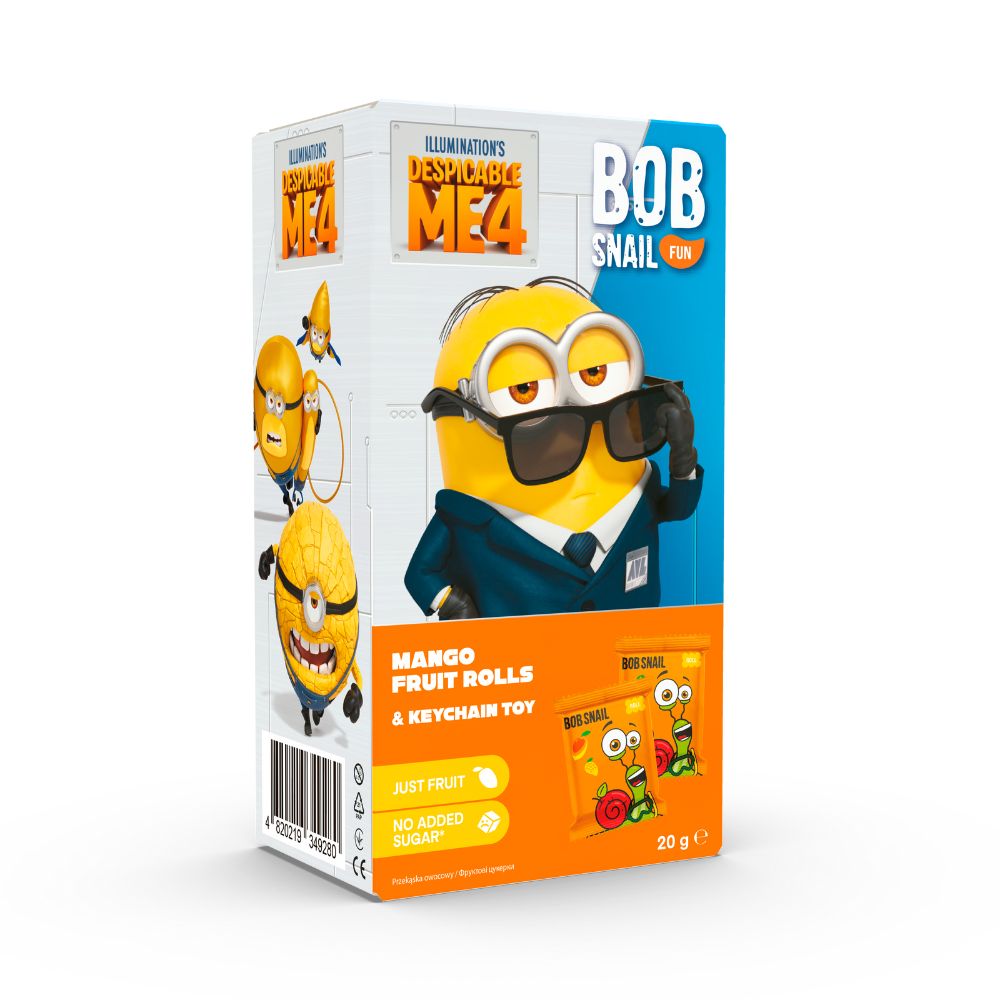 rulouri din fructe cu jucarie minion, 20 g, Bob Snail