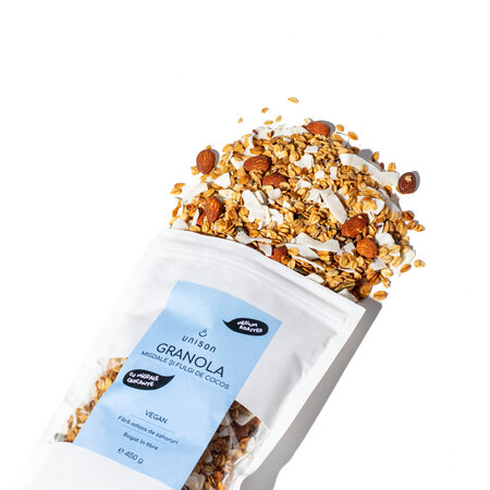 Granola cu Migdale si Fulgi de Cocos, 450 g, Unison 663304