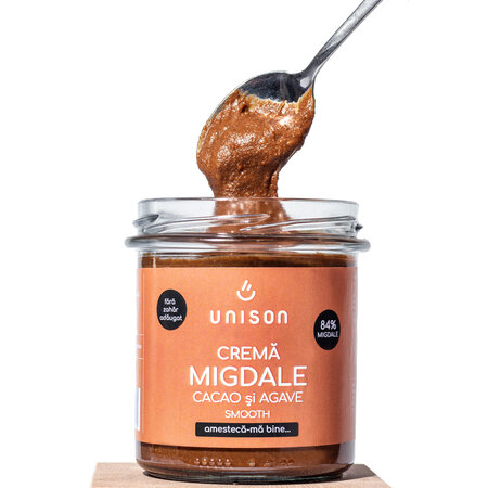 Crema de migdale cu cacao fara zahar adaugat, 300 g, Unison 663349
