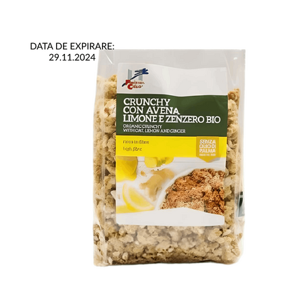 Musli Bio crocant cu ovaz, lamaie si ghimbir fara zahar, 375 g, La Finestra Sul Cielo