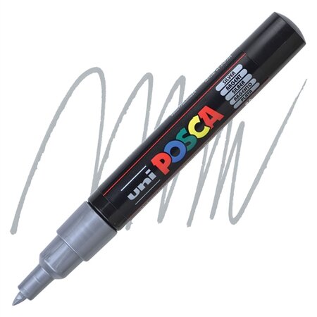 Marker pe baza de apa PC-1M Uni, 0.7 MM, Argintiu, Posca 663449
