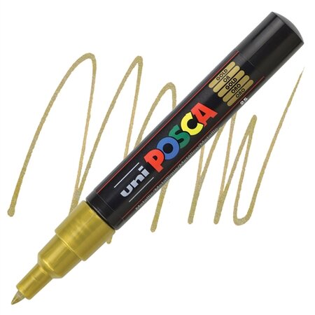 Marker pe baza de apa PC-1M Uni, 0.7 MM, Auriu, Posca 663454