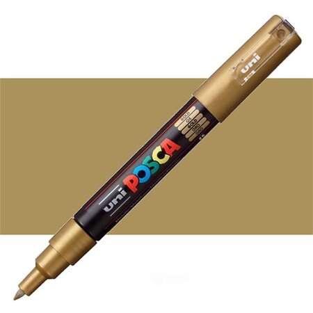 Marker pe baza de apa PC-1M Uni, 0.7 MM, Auriu, Posca 663453