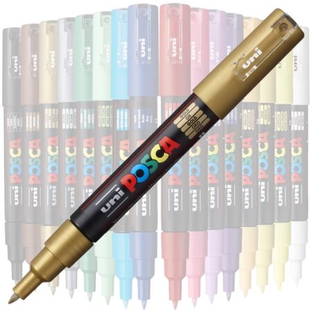 Marker pe baza de apa PC-1M Uni, 0.7 MM, Auriu, Posca 663456