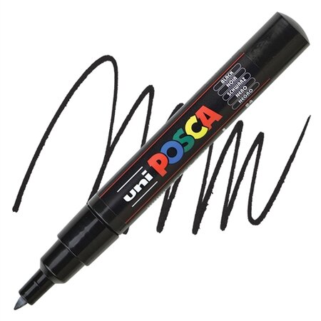 Marker pe baza de apa PC-1M Uni, 0.7 MM, Negru, Posca 663472