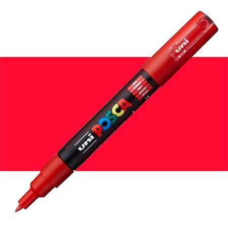 Marker pe baza de apa PC-1M Uni, 0.7 MM, Rosu, Posca 663488
