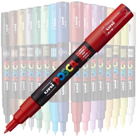 Marker pe baza de apa PC-1M Uni, 0.7 MM, Rosu, Posca 663489