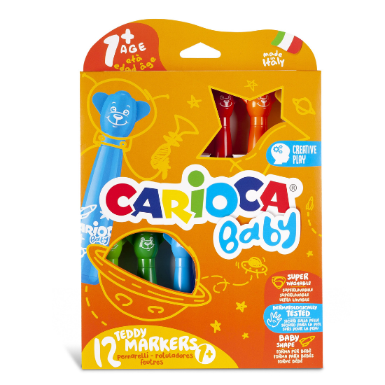 Set 12 culori Teddy Markers Baby, +1 an, Carioca   