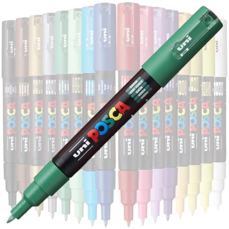 Marker pe baza de apa PC-1M Uni, 0.7 MM, Verde, Posca 663498
