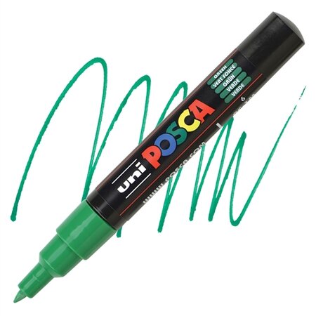 Marker pe baza de apa PC-1M Uni, 0.7 MM, Verde, Posca 663496