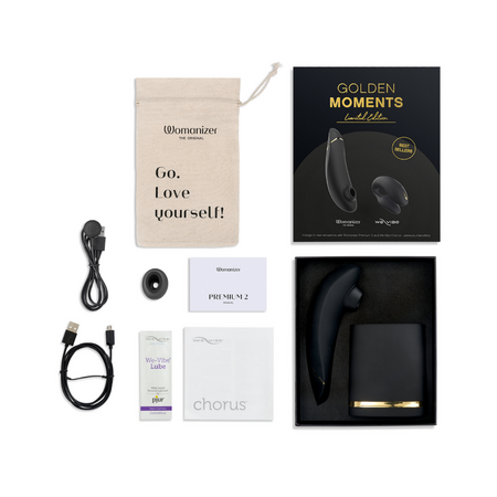 Pachet Golden Moments Collection Vibrator Premium 2, 1 bucata + Vibrator Chorus, 1 bucata,, Negru/Auriu, Womanizer 663538