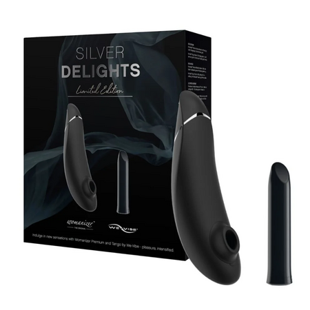 Pachet Silver Delights Collection Vibrator Premium 2, 1 bucata + Vibrator Tango, 1 bucata,, Negru/Argintiu, Womanizer