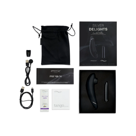 Pachet Silver Delights Collection Vibrator Premium 2, 1 bucata + Vibrator Tango, 1 bucata, Negru/Argintiu, Womanizer 663542