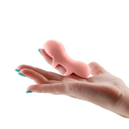 Vibrator din silicon cu suport pentru deget Desire Fingerella, Roz, Novelties 663570