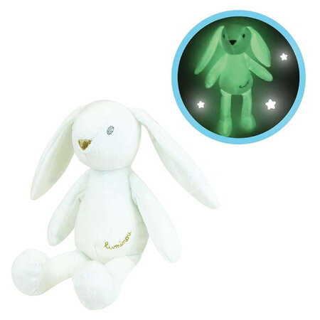 Jucarie de plus fosforescenta Iepuras Luminou, 21 cm, +0 luni, Alb, Jemini 663585