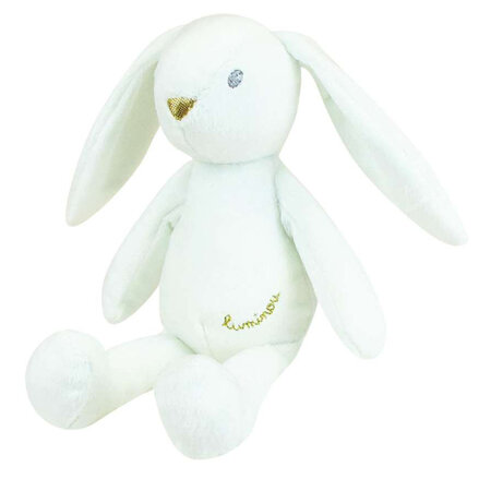 Jucarie de plus fosforescenta Iepuras Luminou, 21 cm, Alb, Jemini