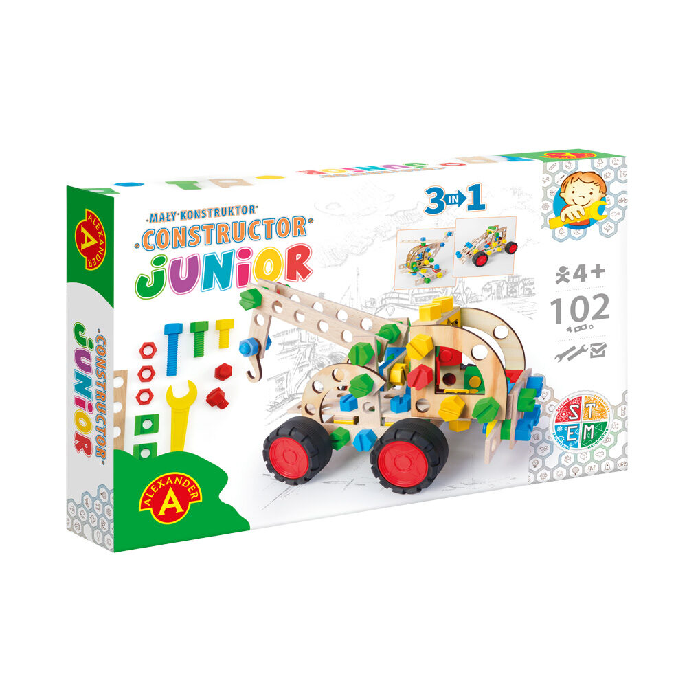 Joc de constructie Pull Truck 3 in 1 Constructor Junior, 102 piese, + 4 ani, Alexander Toys