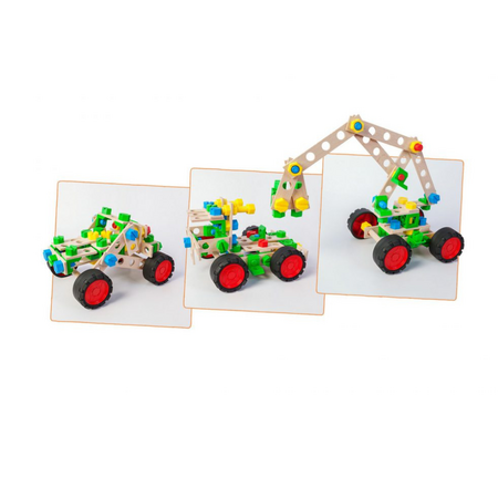 Joc de constructie Pull Truck 3 in 1 Constructor Junior, 102 piese, + 4 ani, Alexander Toys 663667