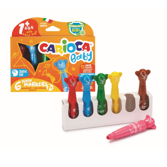 Set 6 culori Teddy Markers Baby, +1 an, Carioca    