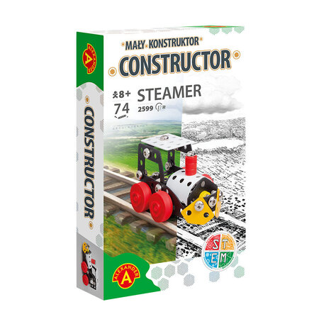 Joc de constructie Locomotiva cu aburi, 90 piese, + 8 ani, Alexander Toys