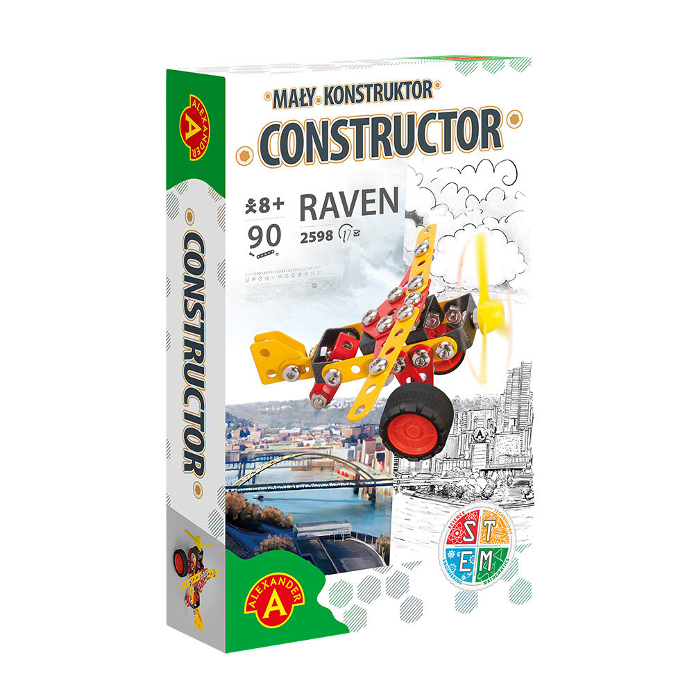 Set de constructie Monoplanor Raven, 90 piese, + 8 ani, Alexander Toys