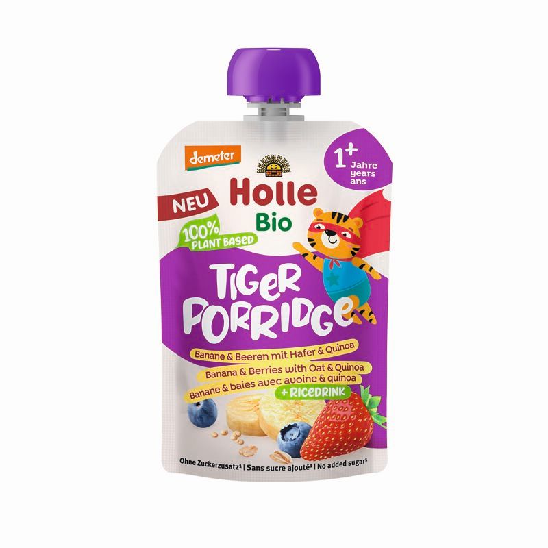 Piure Bio din fructe cu cereale Porridge, +1 an, 110 g, Tiger, Holle