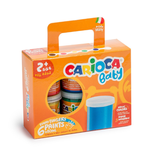 Acuarele Finger Baby, +2 ani, 6 x 80 ml, Carioca       