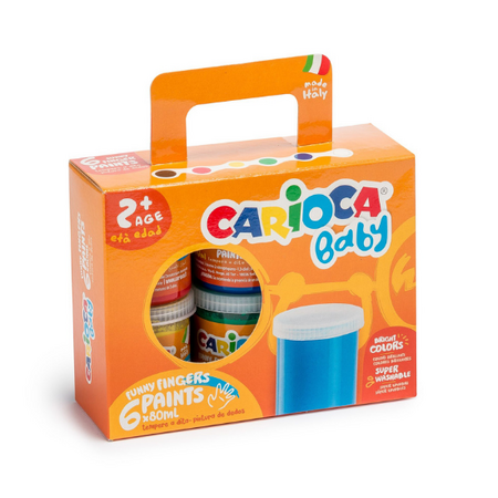 Acuarele Finger Baby, 2 ani+, 6 x 80 ml, Carioca