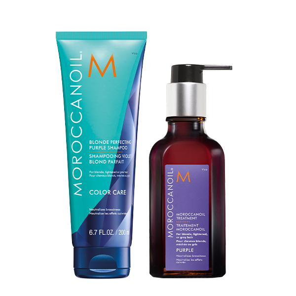 Pachet Sampon Blonde + Ulei Tratament Purple, 200 ml + 50 ml, Moroccanoil