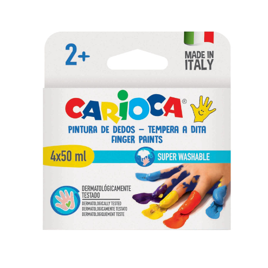 Acuarele Finger Baby, +2 ani, 4 x 50 ml, Carioca      