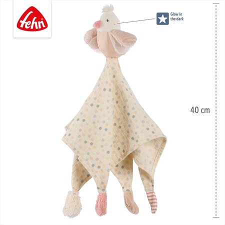 Jucarie pentru bebelusi Doudou Pasare pastel, 0 luni+, Fehn 664163