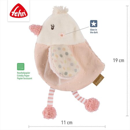 Jucarie fosnitoare Pasare pastel, 0 luni+, Fehn 664205