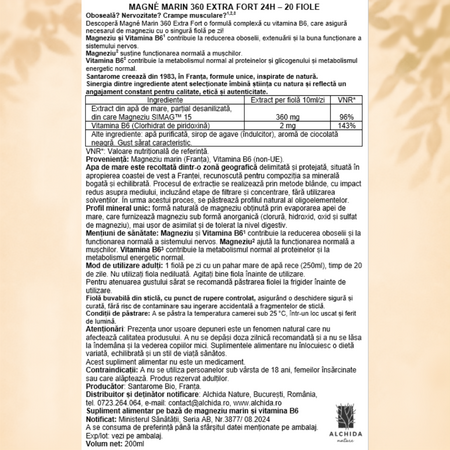 Magneziu Marin 360 Extra Fort, 20 fiole x 10 ml, Santarome 806226