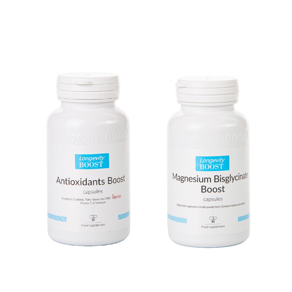 Pachet  Antioxidants Boost 30 capsule + Magnesium Bisglycinate Boost 60 capsule, Longevity Boost