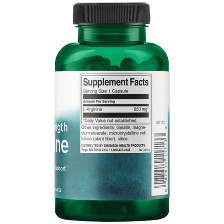 Super Strength L-Arginina, 90 capsule, Swanson 664912