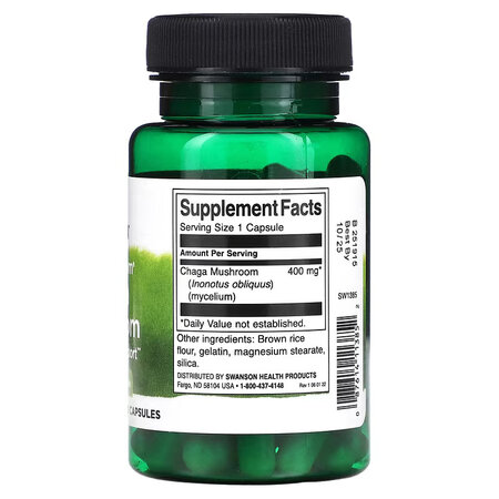 Chaga Mushroom, 400 mg, 60 capsule, Swanson 664919