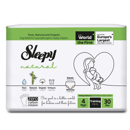 Scutece chilotel copii Natural, Nr 4 Maxi, 7-14 kg, 30 bucati, Sleepy