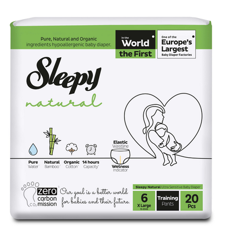 Scutece chilotel copii Natural, Nr 6 X Large, 15-25 kg, 20 bucati, Sleepy